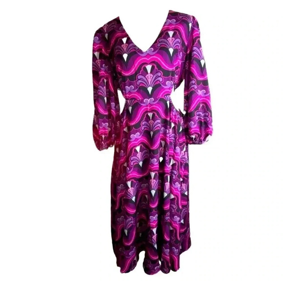 Area Stars Cutout Midriff Long Sleeve Dress NWT Size Large Holiday Party - Picture 3 of 16